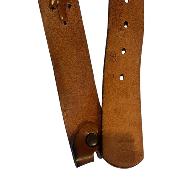 Vintage Genuine Leather Tooled Western Style Unisex Belt - Picture 4 of 6